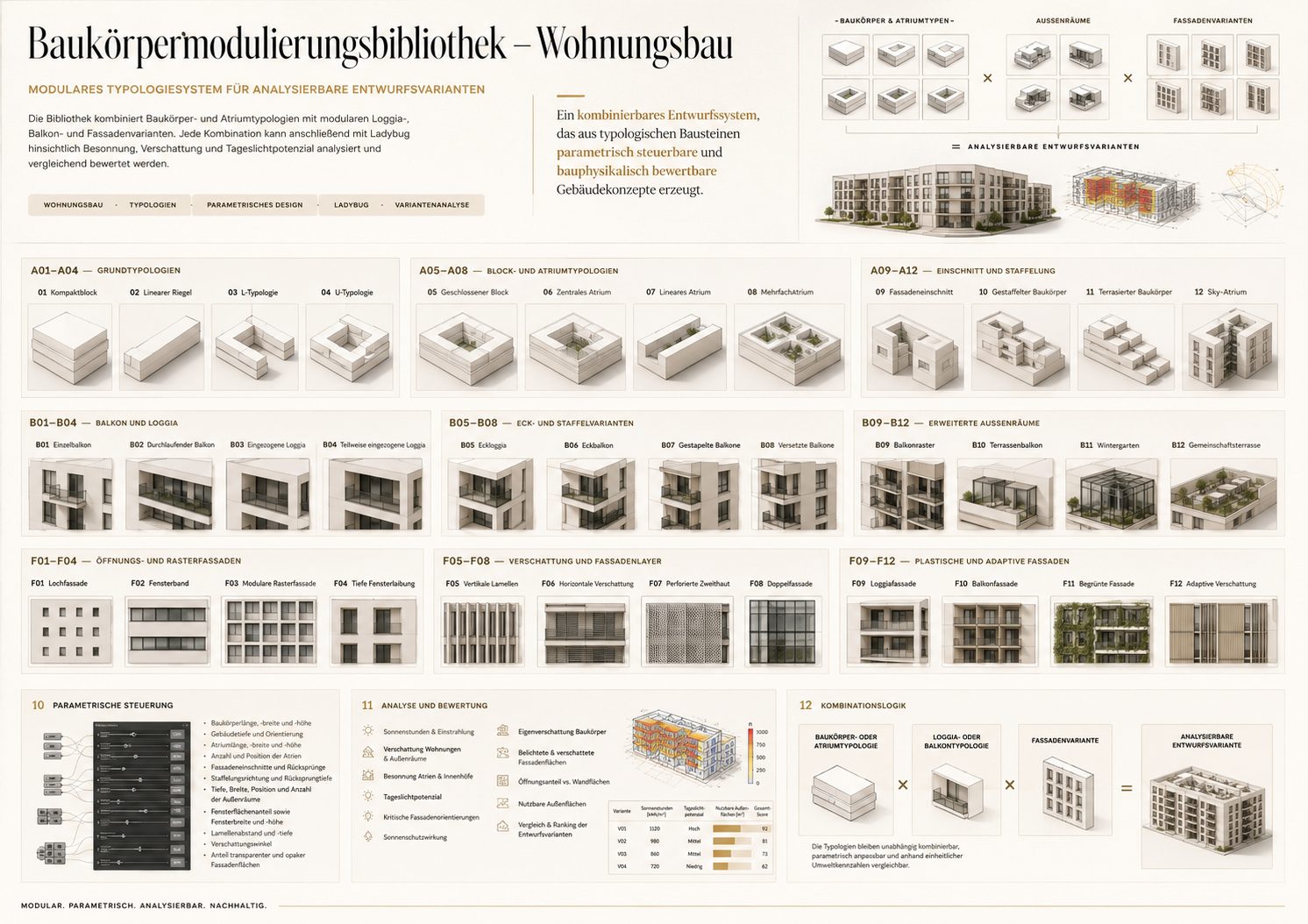 Baukörpermodulierungsbibliothek — modular typology system for analysable variants