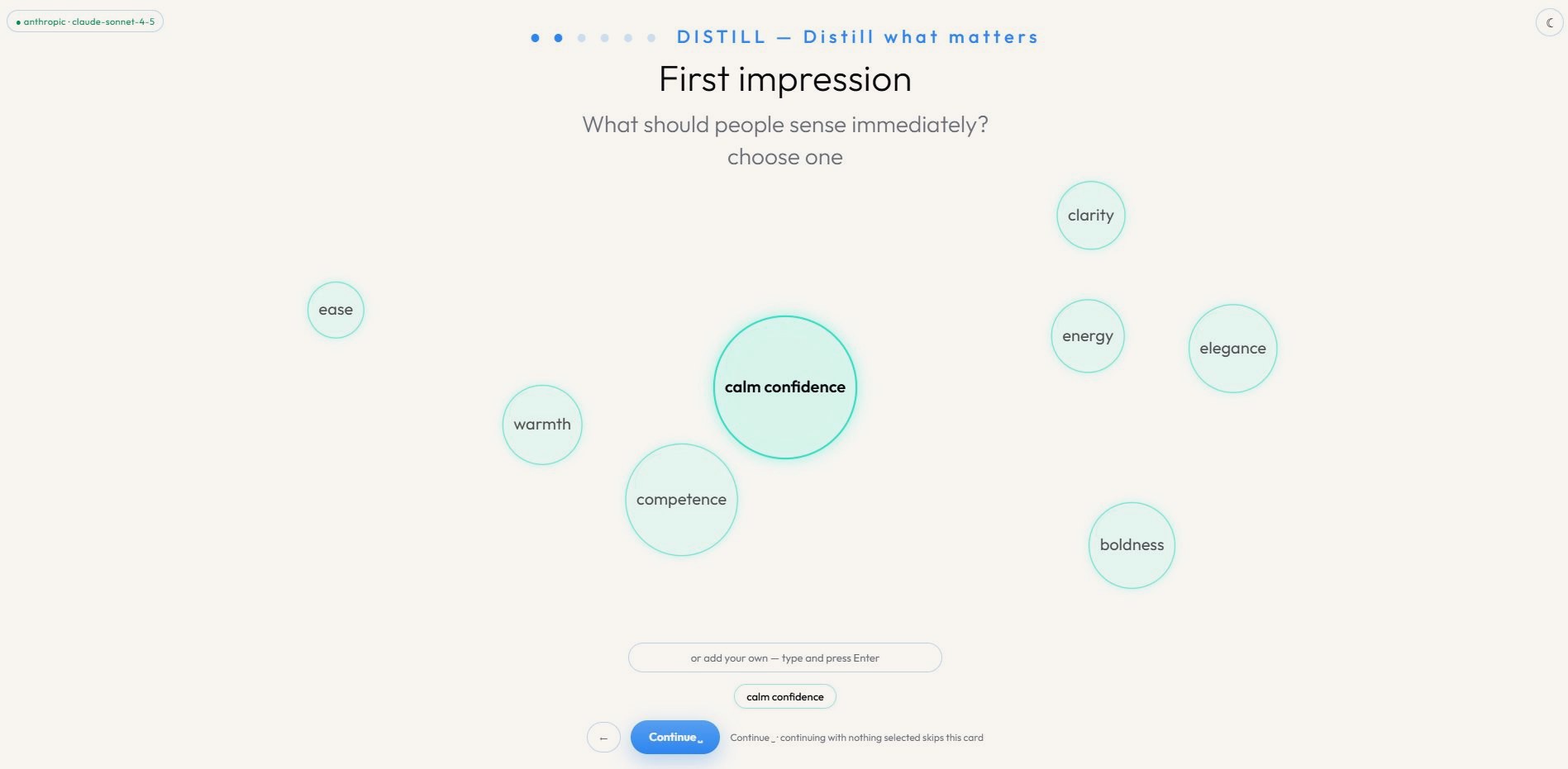 Review and export — the naming brief with directional screening only